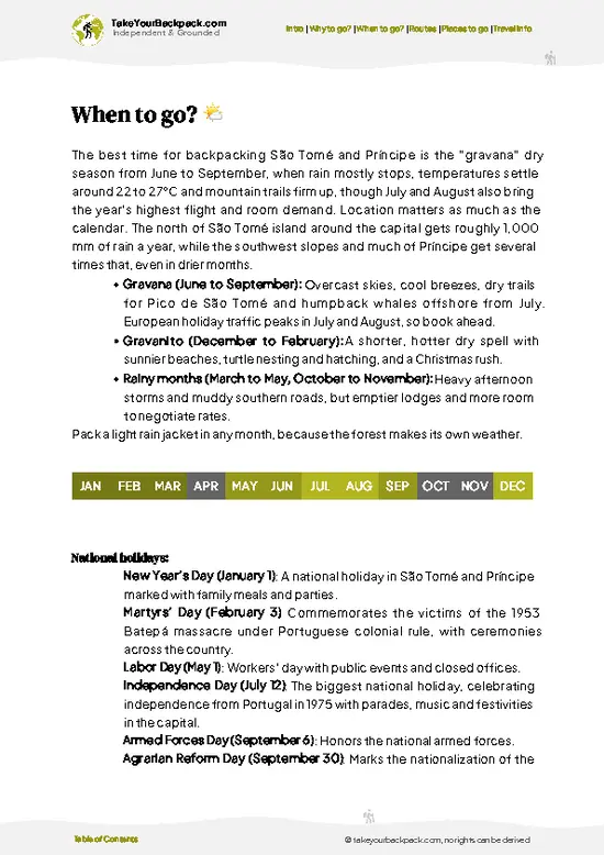 example page 3 from our offline Travel Guide for São Tomé and Príncipe
